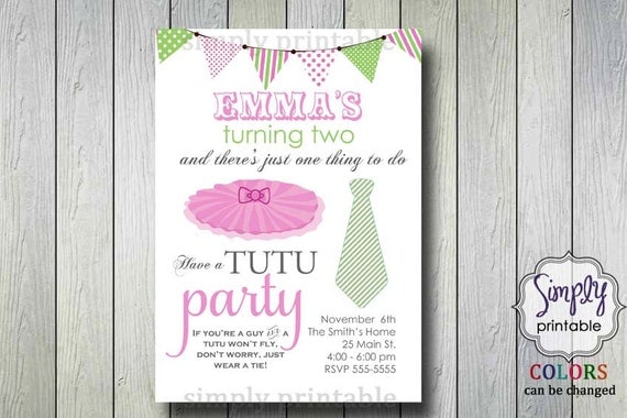 Tutu and Tie Birthday Party Invitation (printable) Il_570xn