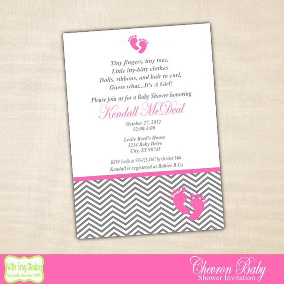 Chevron Baby Shower Invitation, Printable Baby Shower Invitation, Baby Shower Invite, Chevron Party Invitation Il_570xn