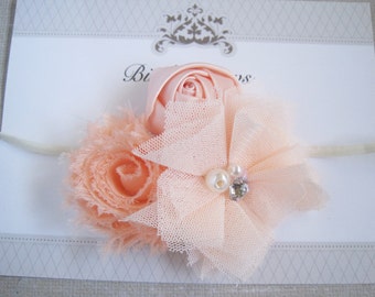 Light Peach Headband, Baby Headbands, Baby Girl Headbands, Baby Girl Headbands, Infant Headbands, Baby Bows
