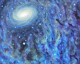 Items similar to Abstract Outer space Painting of a Galaxy - Framed ...