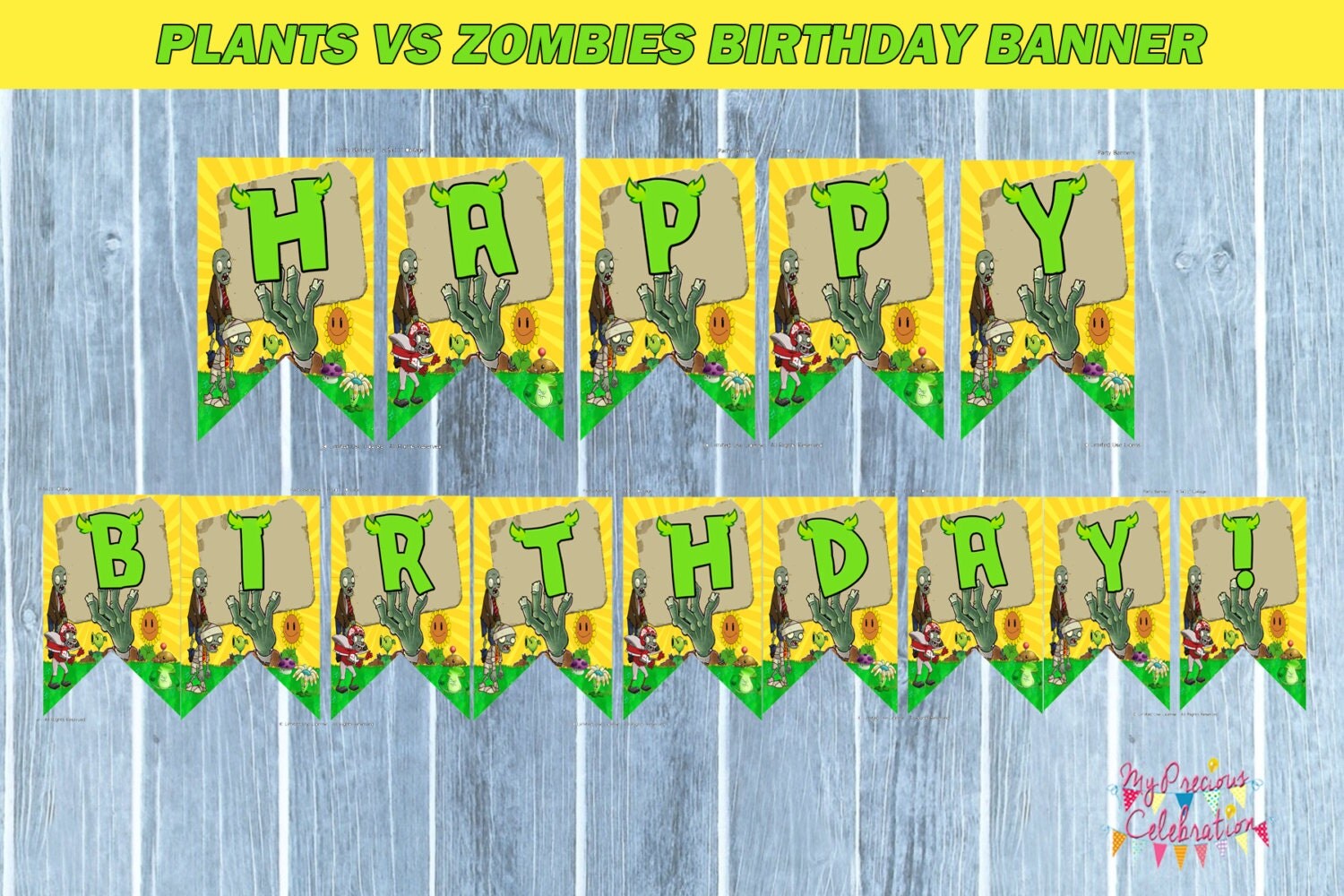 plants vs zombies birthday banner printable