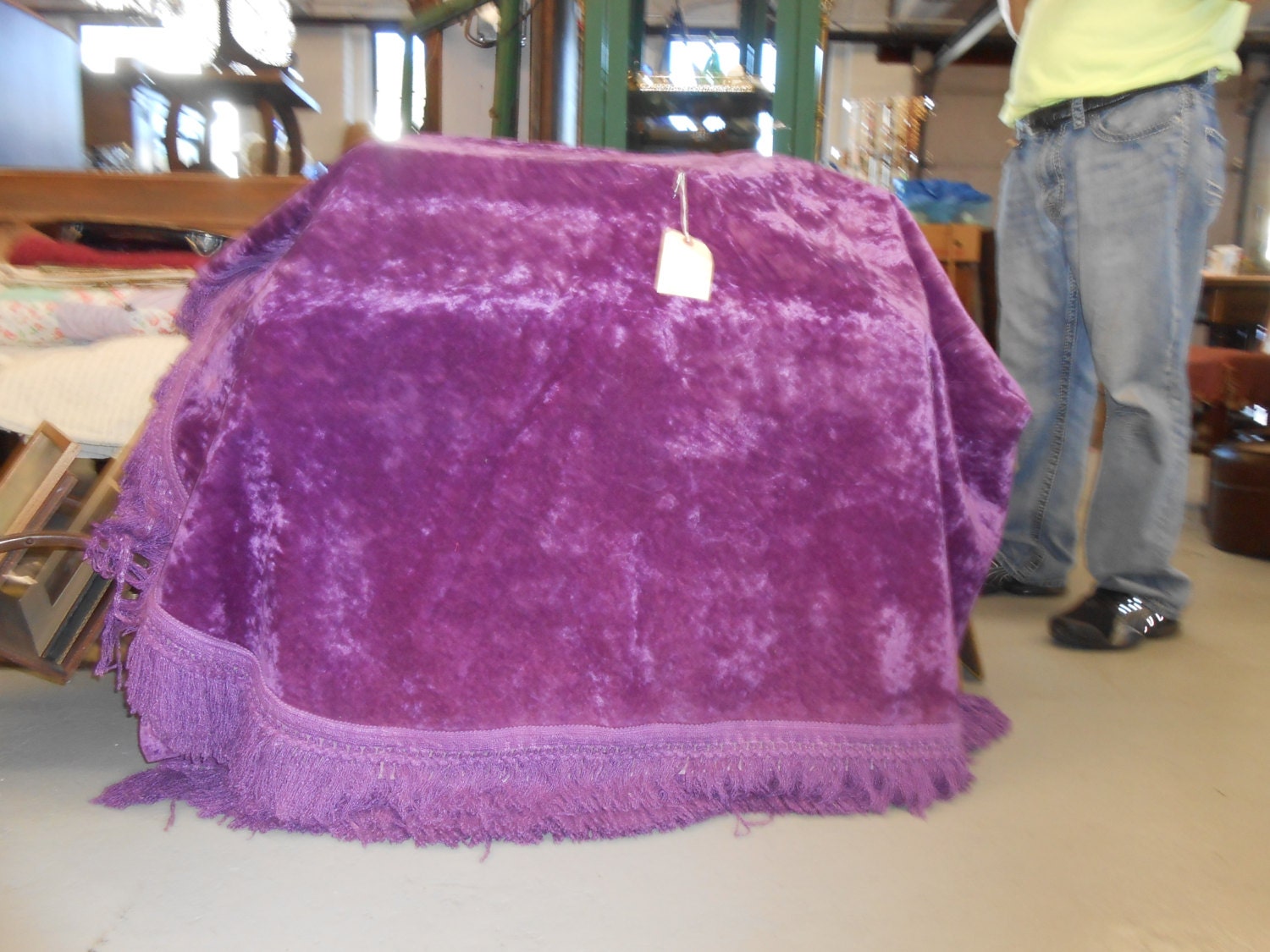 Vintage purple crushed velvet bedspread