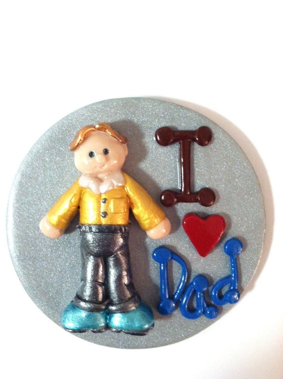 Items similar to Fathers Day, I Love Dad, Polymer Clay Magnet, Dad Gift, Gift for Father, Child 