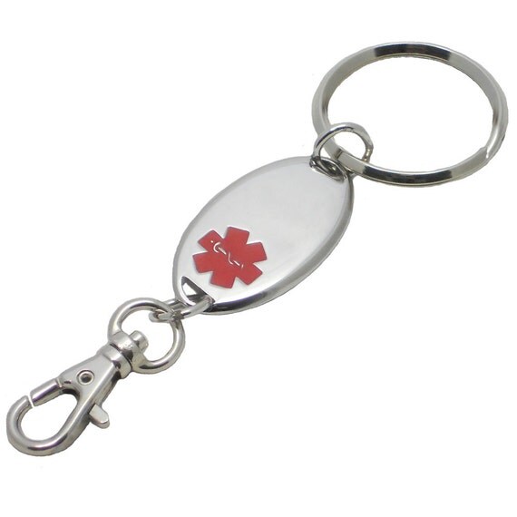 Engraving Included Medical Alert ID KeyChain Engraving