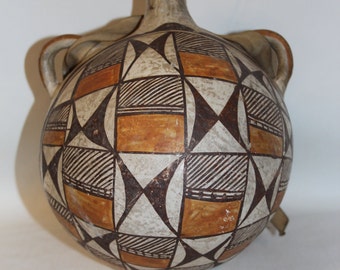 Antique Pottery : Antique Acoma Polychrome Pottery Canteen#17