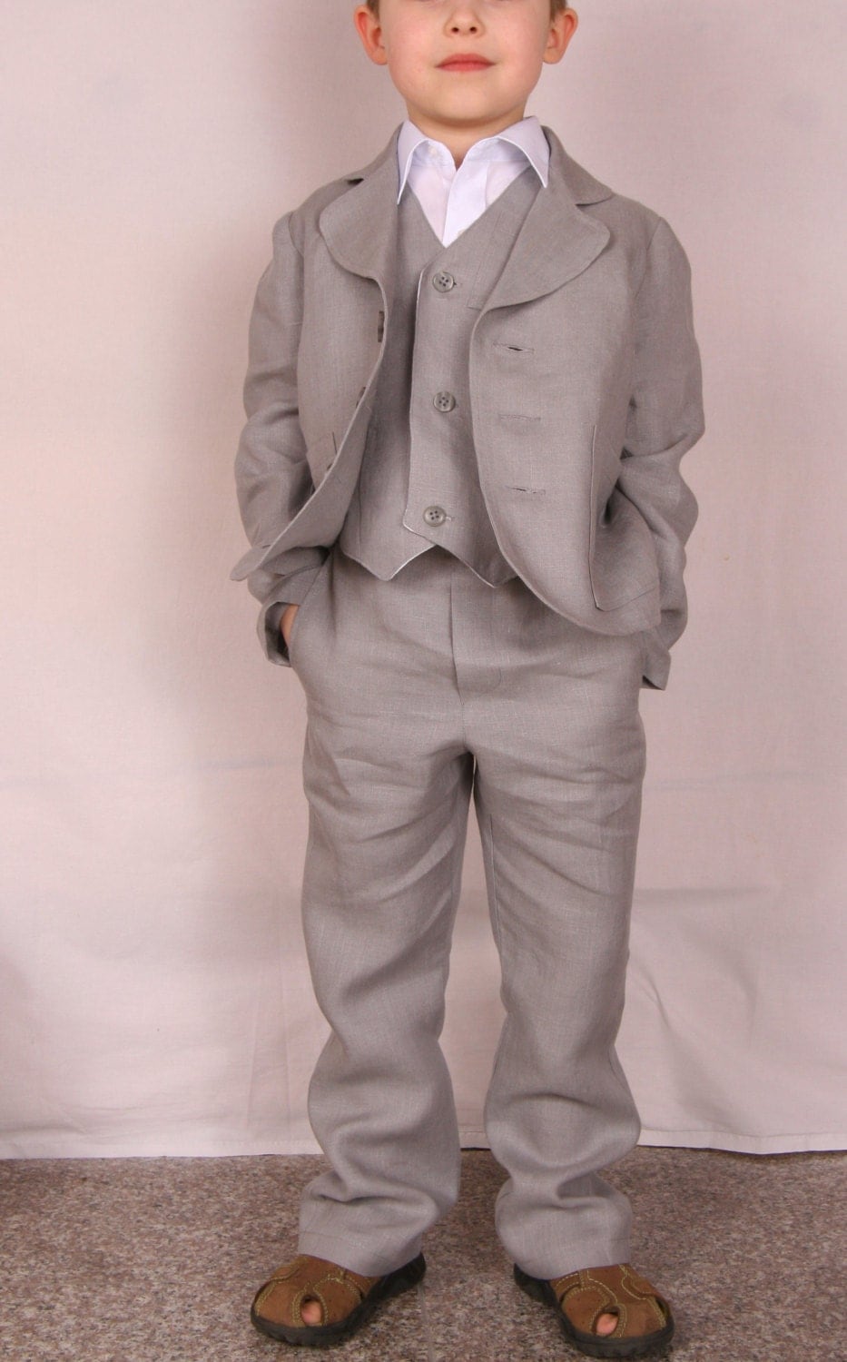 Linen straight pants.Toddler boy natural pants 68/6m 140/9