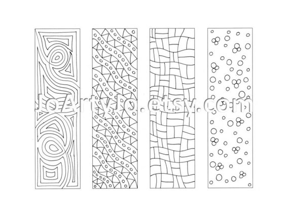 zentangle inspired bookmarks printable coloring digital