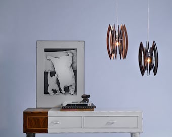 A Small Pendant Lighting , Ceiling Lamp , Light Fixture , Pendant Lamp , Wood and Perspex Pendant Light , Home Decor