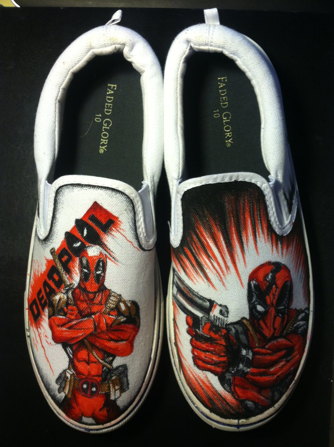 One of a kind Deadpool Custom Shoes by on Etsy One of a kind Deadpool Custom Shoes by on Etsy