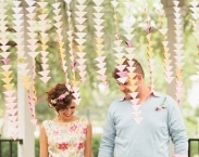 Mini Triangle Ombré Ceremony Backdrop available in custom colors and sizes