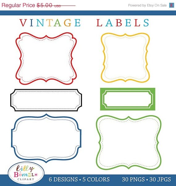 50% off Banner, Labels Clipart Vintage Labels 6 designs total 30 pngs, jpgs Commercial Use Included Instant Download Il_570xn