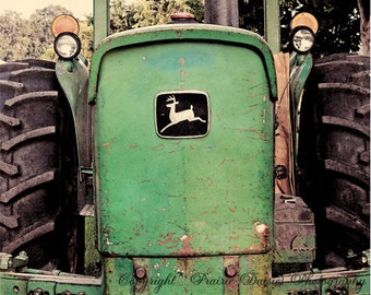 Tractor photography, John Deere tractor photo, Farm photo, Green, Country, Ranch, Rustic, 8x10, 11x14, 16x20, Wall art