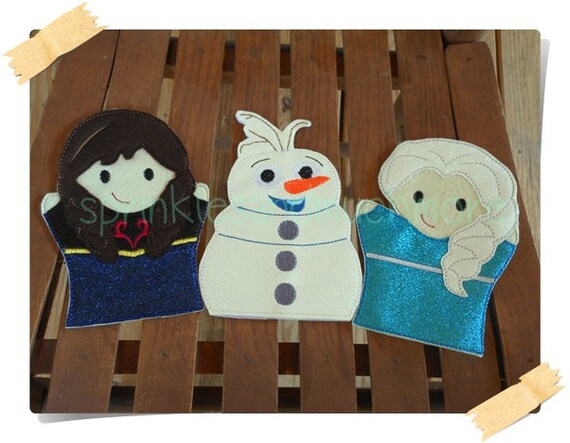 Items similar to Frozen Hand Puppets, Elsa, Anna, Olaf Puppets, Pretend ...