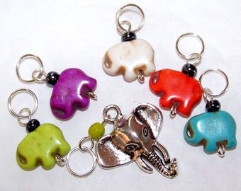 Hand Made Stitch Markers -- Elephant Walk