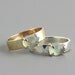 Hammered White or Yellow Gold Ring with Faceted Pear Shaped Prehnite - Your Choice of Gold Color - Alternative Engagement Ring-Made to Order