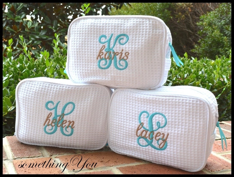 Personalized Initial and Name Cosmetic Bag Bridesmaid Gift