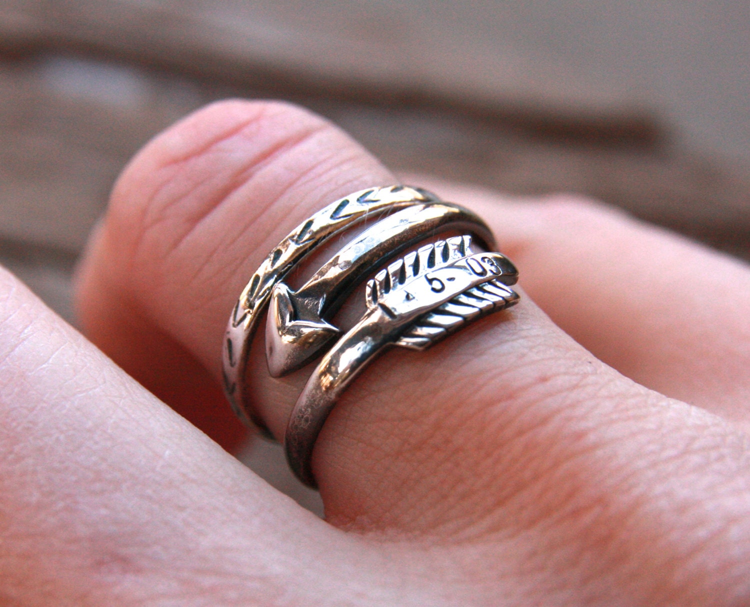 Custom Arrow Ring Personalized Date/Name Sterling Silver