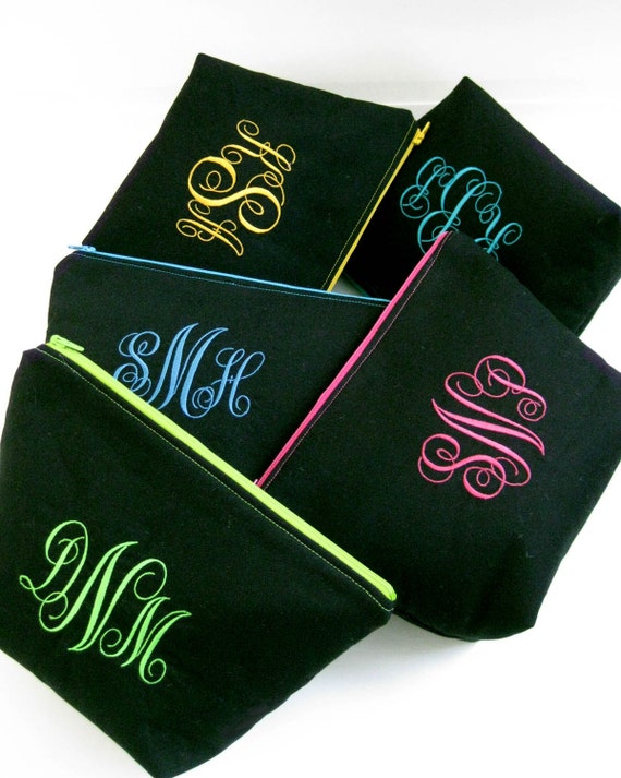 Items similar to Monogrammed Cosmetic Bag // Personalized Bridesmaids Gift // Zippered pouch ...