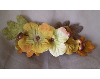 Autumn woodland floral barrette bridal hair flower accessory fall harvest rustic wedding flowers boho bride renaissance costume