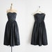 ON SALE - black strapless dress / sweetheart dress / 60s brocade dress