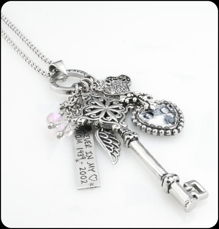 Memorial Key Necklace Key Pendant Custom by BlackberryDesigns