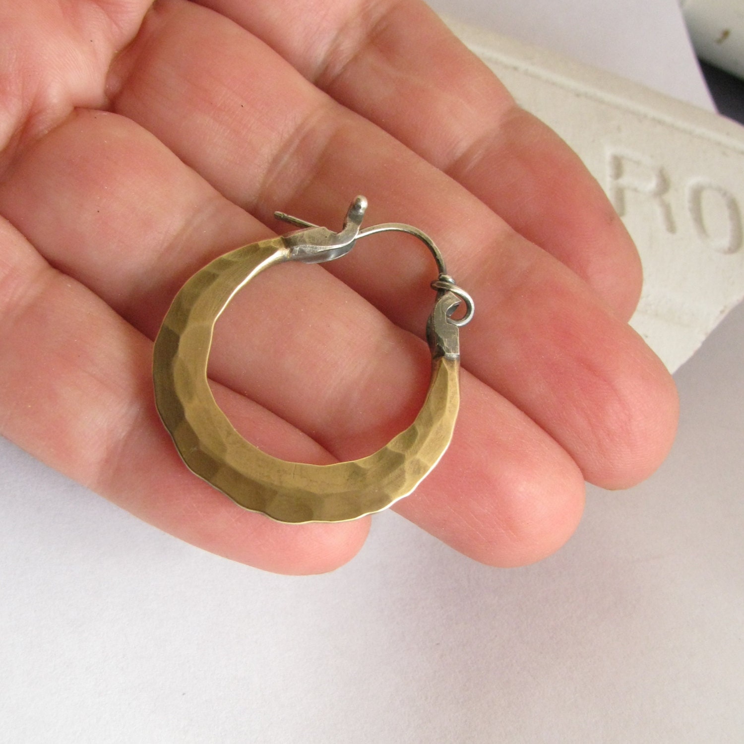 Small Bronze Earrings Hoop Earrings Sterling Silver And