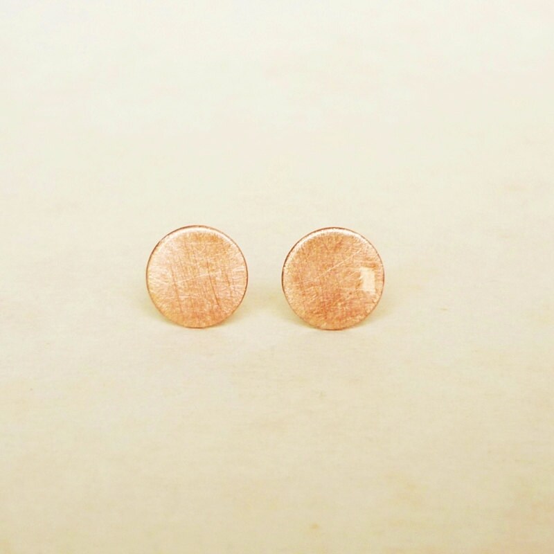 8 mm Flat Copper Round Dot Stud Earrings Dot Round Earrings