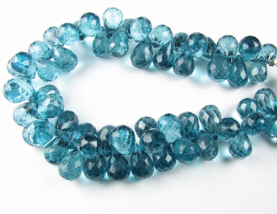 Speckled Teal London Blue Quartz Faceted by BeadingHeartCo on Etsy
