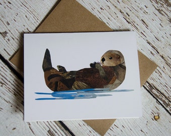 Sea Otter Card of Original Collage