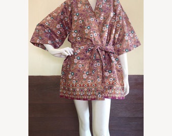 Nepal Sari Long Wrap Dress Skirt Gypsy Boho Flowers by iamroses