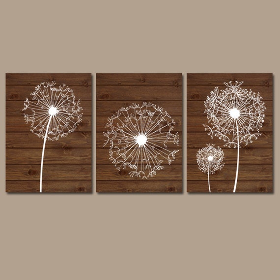 DANDELION Wall Art  Wood  Effect Bedroom  Art  Bathroom Artwork