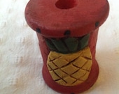 Miniature Primitive Pineapple Carved Vintage Thread Spool Ornament, Collectible