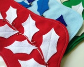 Christmas stockings // holly leaves with glass beads // hand cut hand embroidered felt stockings Il_170x135