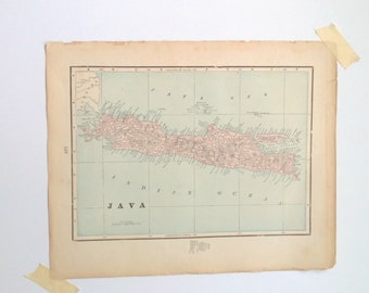 antique double sided map Java and Sumatra 1899