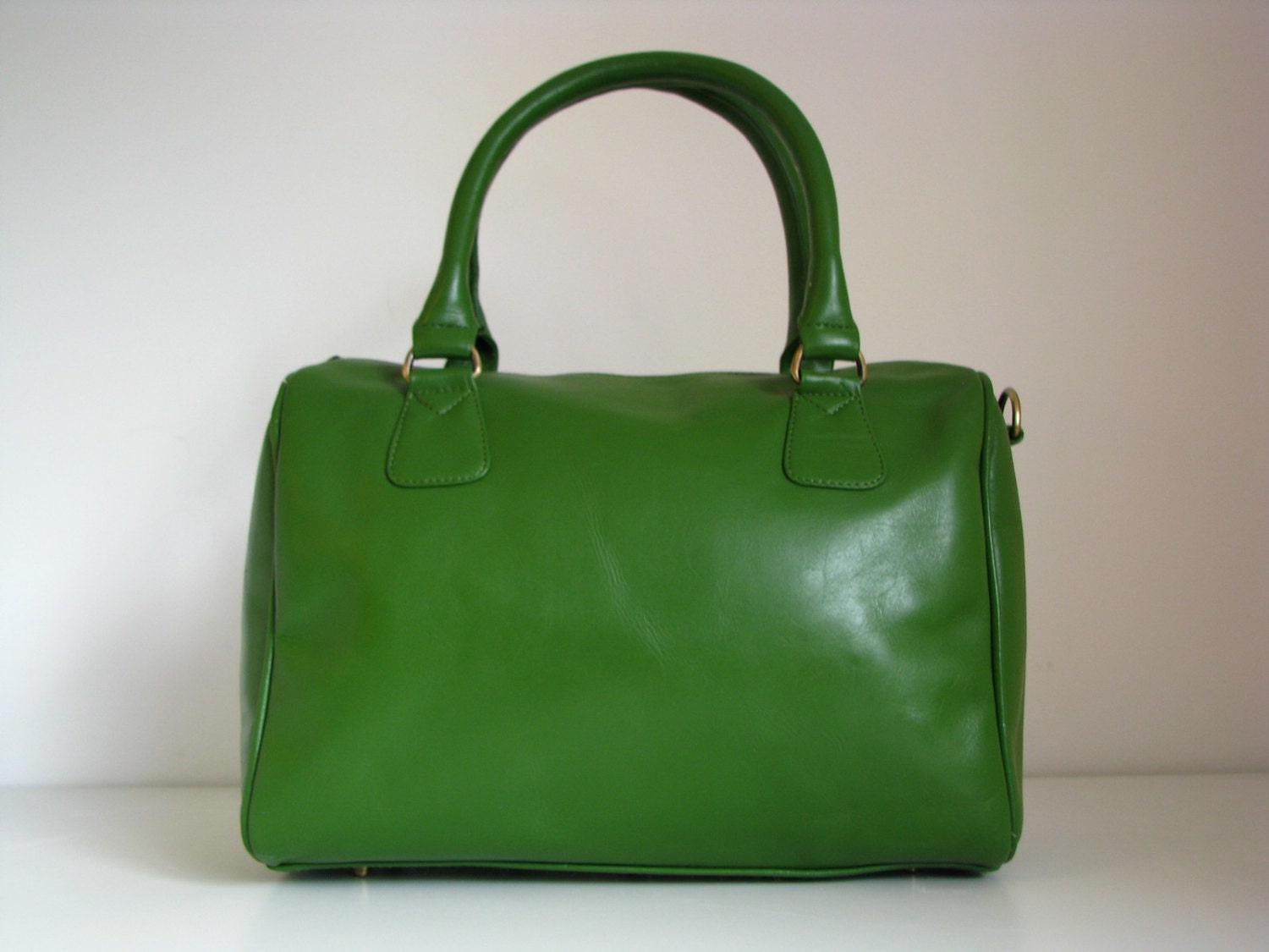 Leather Barrel Handbag Purse Kelly Green