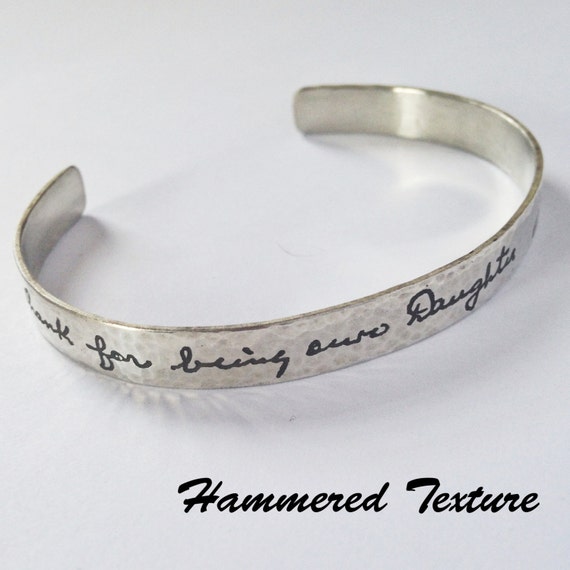 Handwriting Cuff Bracelet 1/4in Writing on silver