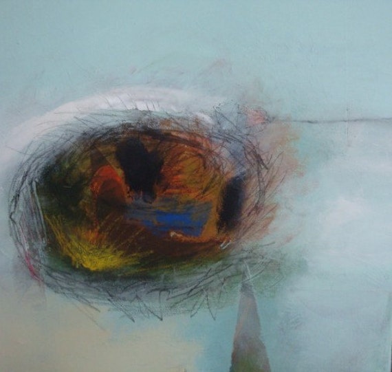 Birds Nest Original Abstract Painting 16 x by SherylSprattDesigns