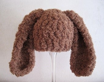 Newborn Bunny Hat, Newborn Hat, Boy Bunny Hat, Girl Bunny Hat, Infant Bunny Hat, Newborn Easter Hat, Infant Easter Hat, Baby Hat, Brown