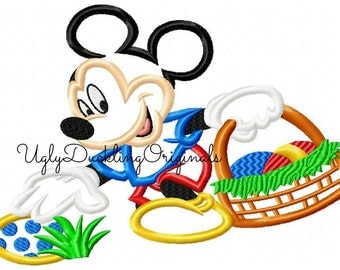 Mickey Applique Design Easter Egg Hunt Machine Embroidery Digital Download