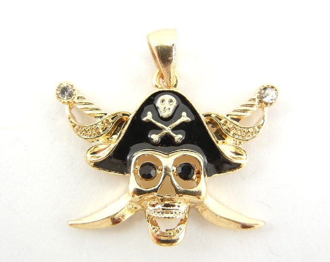 Gold-tone Pirate Skull Pendant