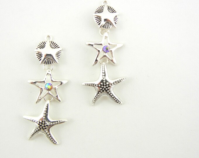 Silver-tone Starfish Drop Charms