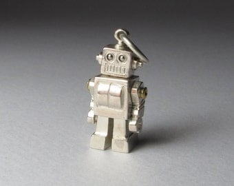 STEAMPUNK robot MICROBOT solid sterling silver