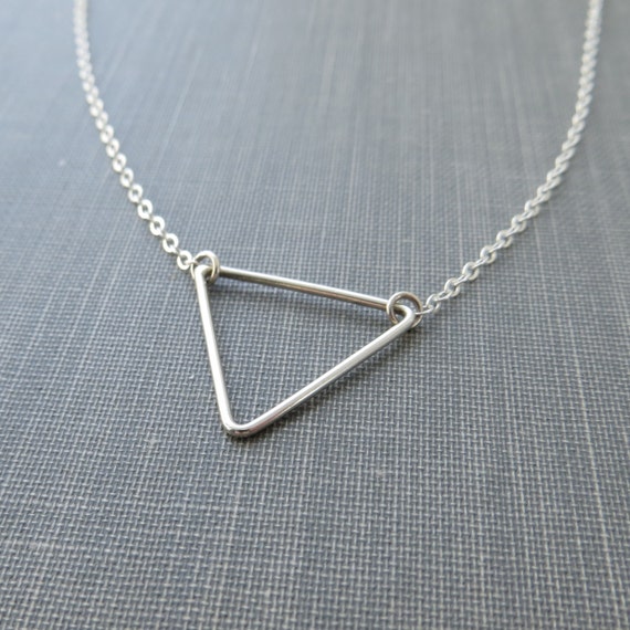 Sterling Silver Wire Triangle Necklace Flat by ModernChromatic