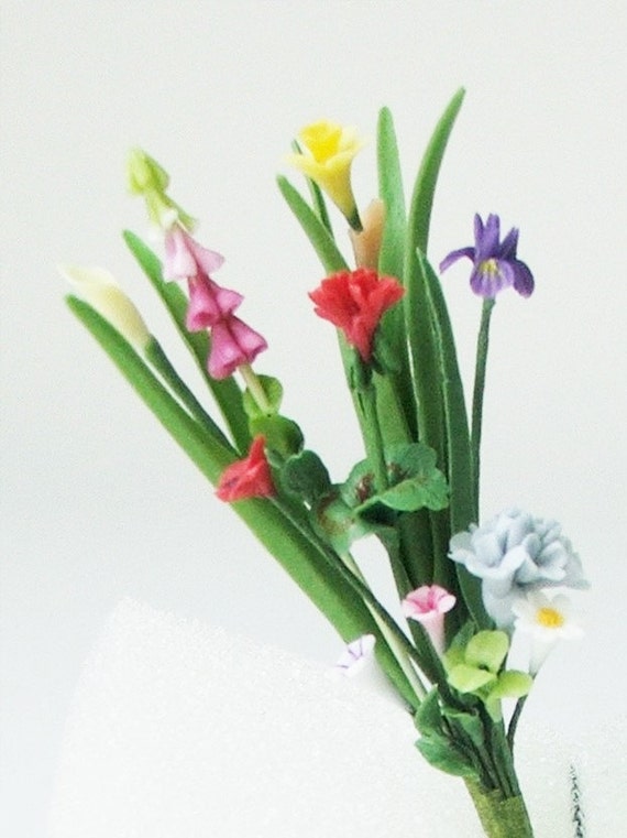 Miniature Polymer Clay Flowers Bouquets Mixed Wild Flowers 1
