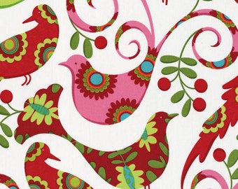 Christmas Fabric Pretty Birds 1/2 Yard by Michael Miller Fabrics Pillow and Maxfield