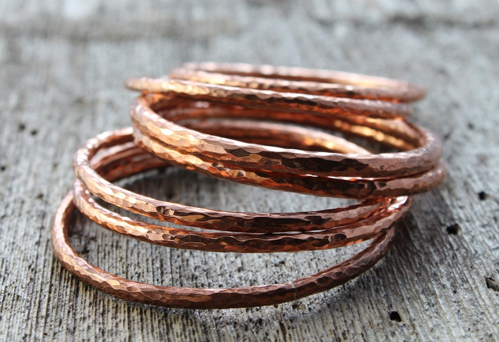 chunky hammered copper bangle hand copper bracelet