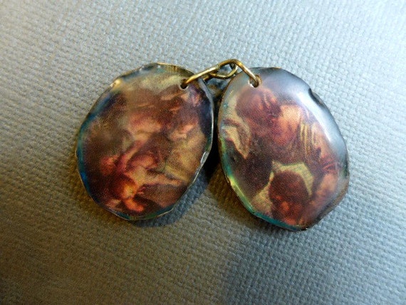 The Mothers. Resin charm asymmetrical earring pair.