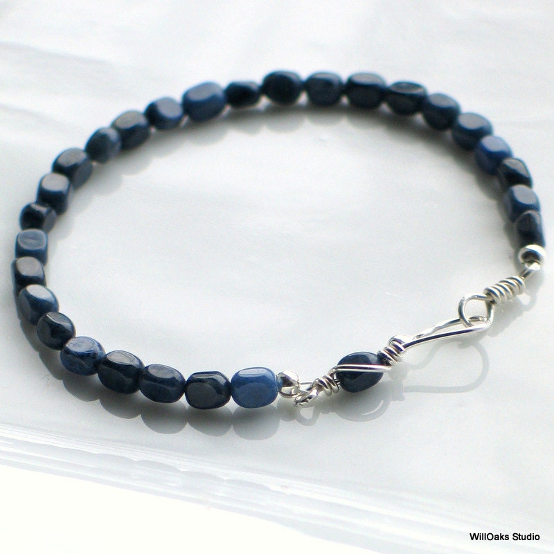 Navy Blue Stone Jewelry Set Artisan Silver by WillOaksStudio