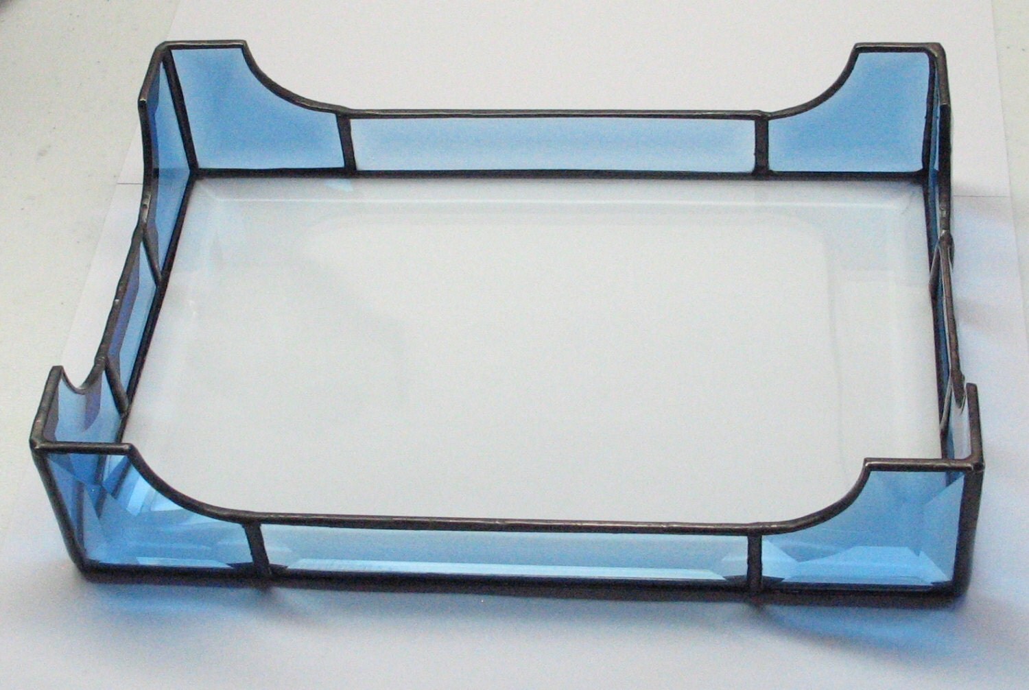 Stained Glass Leaded Glass Vanity Tray Blue or by GlassMenageri