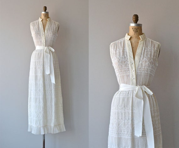 Hiéroglyphe robe vintage années 70 mariage robe brodé robe